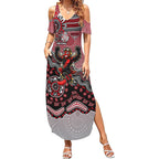 Personalized Essendon Bombers Mascot Summer Maxi Dress Aboriginal Dot Art Style Vibrant Indigenous Pattern Design