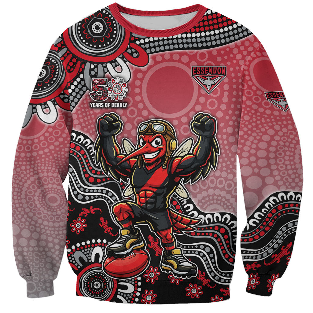 Personalized Essendon Bombers Mascot Sweatshirt Aboriginal Dot Art Style Vibrant Indigenous Pattern Design