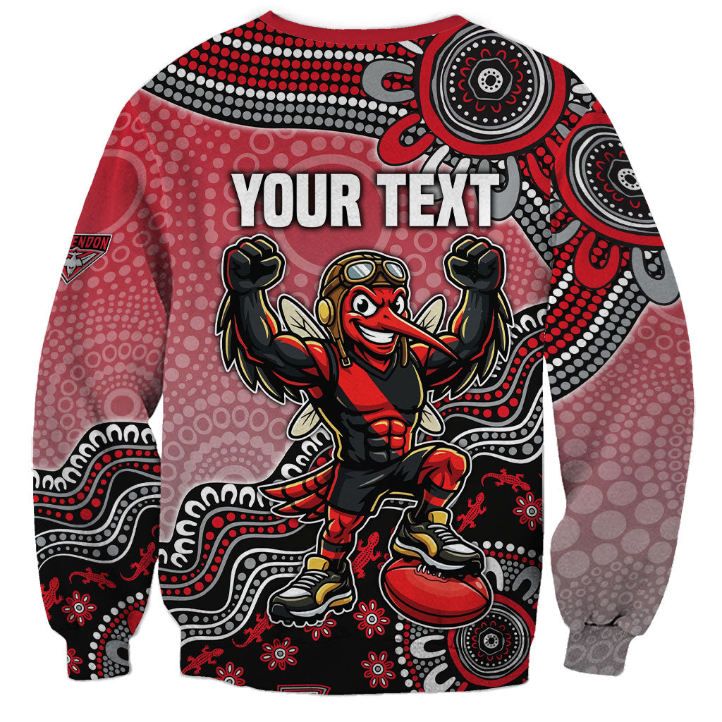 Personalized Essendon Bombers Mascot Sweatshirt Aboriginal Dot Art Style Vibrant Indigenous Pattern Design