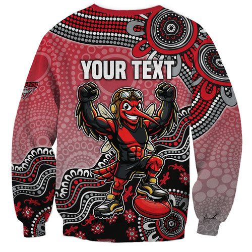 Personalized Essendon Bombers Mascot Sweatshirt Aboriginal Dot Art Style Vibrant Indigenous Pattern Design