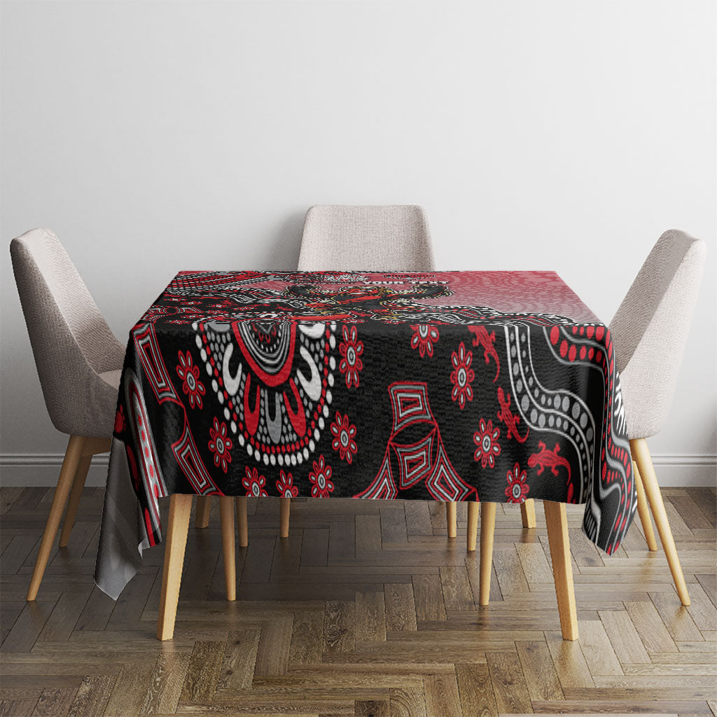 Personalized Essendon Bombers Mascot Tablecloth Aboriginal Dot Art Style Vibrant Indigenous Pattern Design