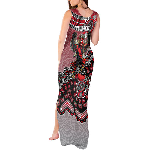 Personalized Essendon Bombers Mascot Tank Maxi Dress Aboriginal Dot Art Style Vibrant Indigenous Pattern Design