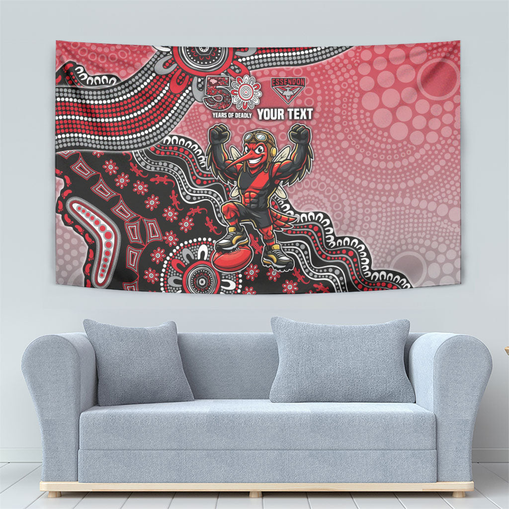 Personalized Essendon Bombers Mascot Tapestry Aboriginal Dot Art Style Vibrant Indigenous Pattern Design