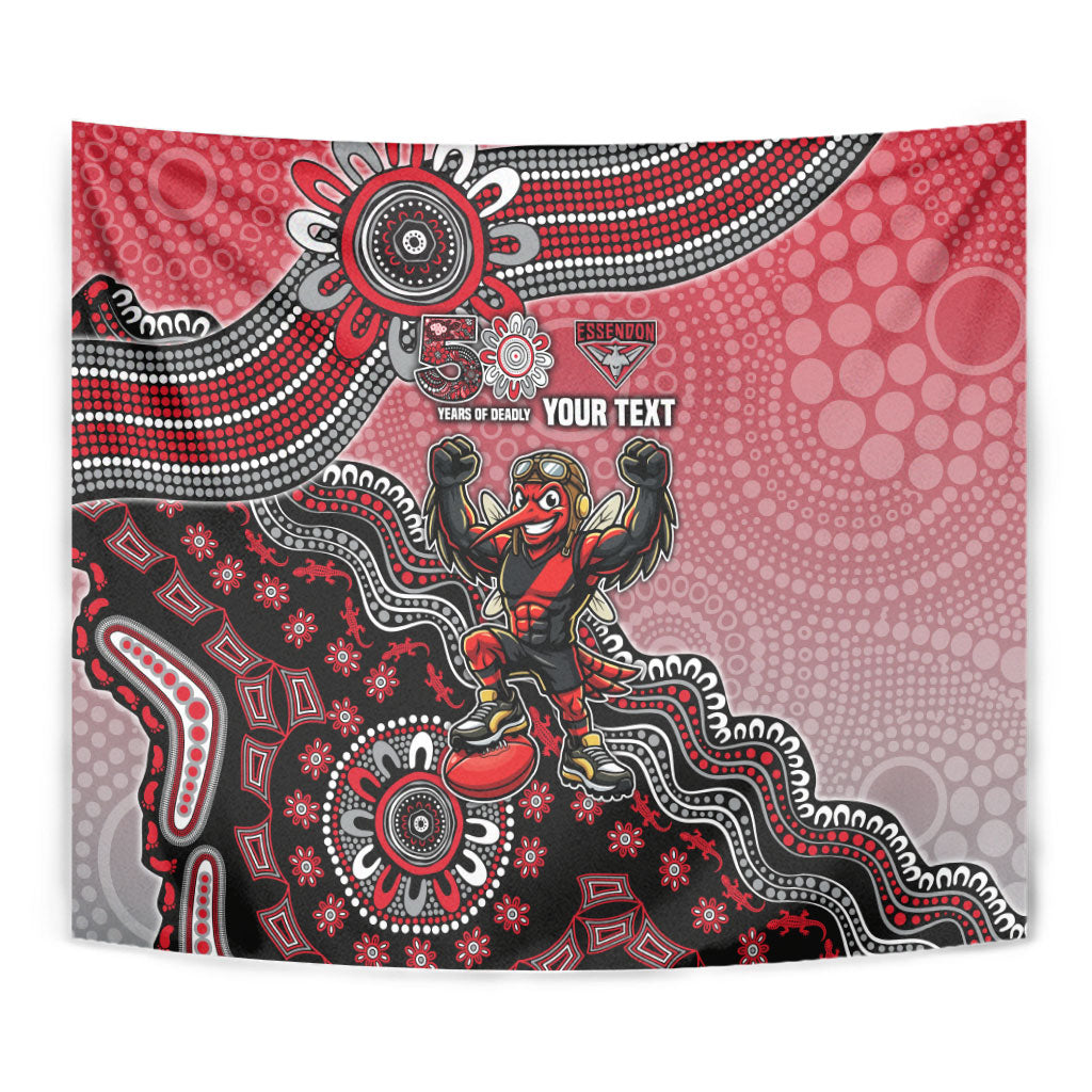 Personalized Essendon Bombers Mascot Tapestry Aboriginal Dot Art Style Vibrant Indigenous Pattern Design