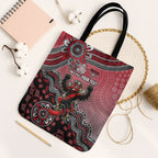 Personalized Essendon Bombers Mascot Tote Bag Aboriginal Dot Art Style Vibrant Indigenous Pattern Design