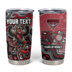 Personalized Essendon Bombers Mascot Tumbler Cup Aboriginal Dot Art Style Vibrant Indigenous Pattern Design