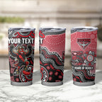 Personalized Essendon Bombers Mascot Tumbler Cup Aboriginal Dot Art Style Vibrant Indigenous Pattern Design