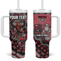 Personalized Essendon Bombers Mascot Tumbler With Handle Aboriginal Dot Art Style Vibrant Indigenous Pattern Design