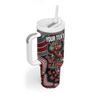Personalized Essendon Bombers Mascot Tumbler With Handle Aboriginal Dot Art Style Vibrant Indigenous Pattern Design