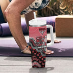 Personalized Essendon Bombers Mascot Tumbler With Handle Aboriginal Dot Art Style Vibrant Indigenous Pattern Design
