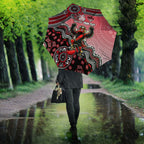 Personalized Essendon Bombers Mascot Umbrella Aboriginal Dot Art Style Vibrant Indigenous Pattern Design