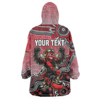 Personalized Essendon Bombers Mascot Wearable Blanket Hoodie Aboriginal Dot Art Style Vibrant Indigenous Pattern Design