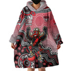 Personalized Essendon Bombers Mascot Wearable Blanket Hoodie Aboriginal Dot Art Style Vibrant Indigenous Pattern Design