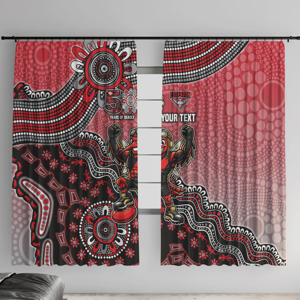 Personalized Essendon Bombers Mascot Window Curtain Aboriginal Dot Art Style Vibrant Indigenous Pattern Design