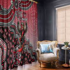Personalized Essendon Bombers Mascot Window Curtain Aboriginal Dot Art Style Vibrant Indigenous Pattern Design