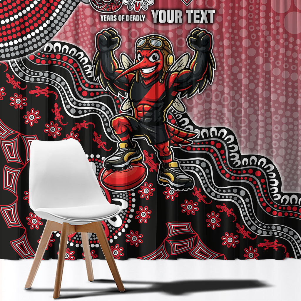 Personalized Essendon Bombers Mascot Window Curtain Aboriginal Dot Art Style Vibrant Indigenous Pattern Design