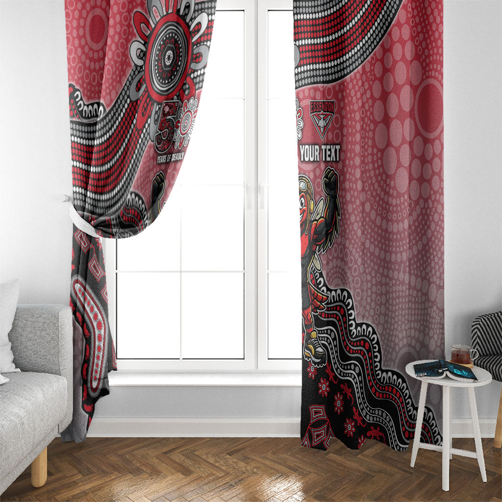 Personalized Essendon Bombers Mascot Window Curtain Aboriginal Dot Art Style Vibrant Indigenous Pattern Design