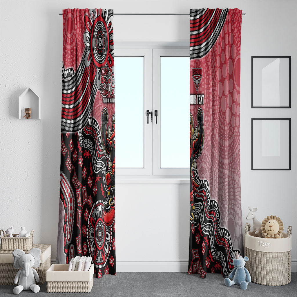 Personalized Essendon Bombers Mascot Window Curtain Aboriginal Dot Art Style Vibrant Indigenous Pattern Design
