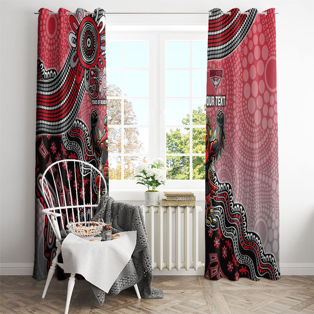 Personalized Essendon Bombers Mascot Window Curtain Aboriginal Dot Art Style Vibrant Indigenous Pattern Design