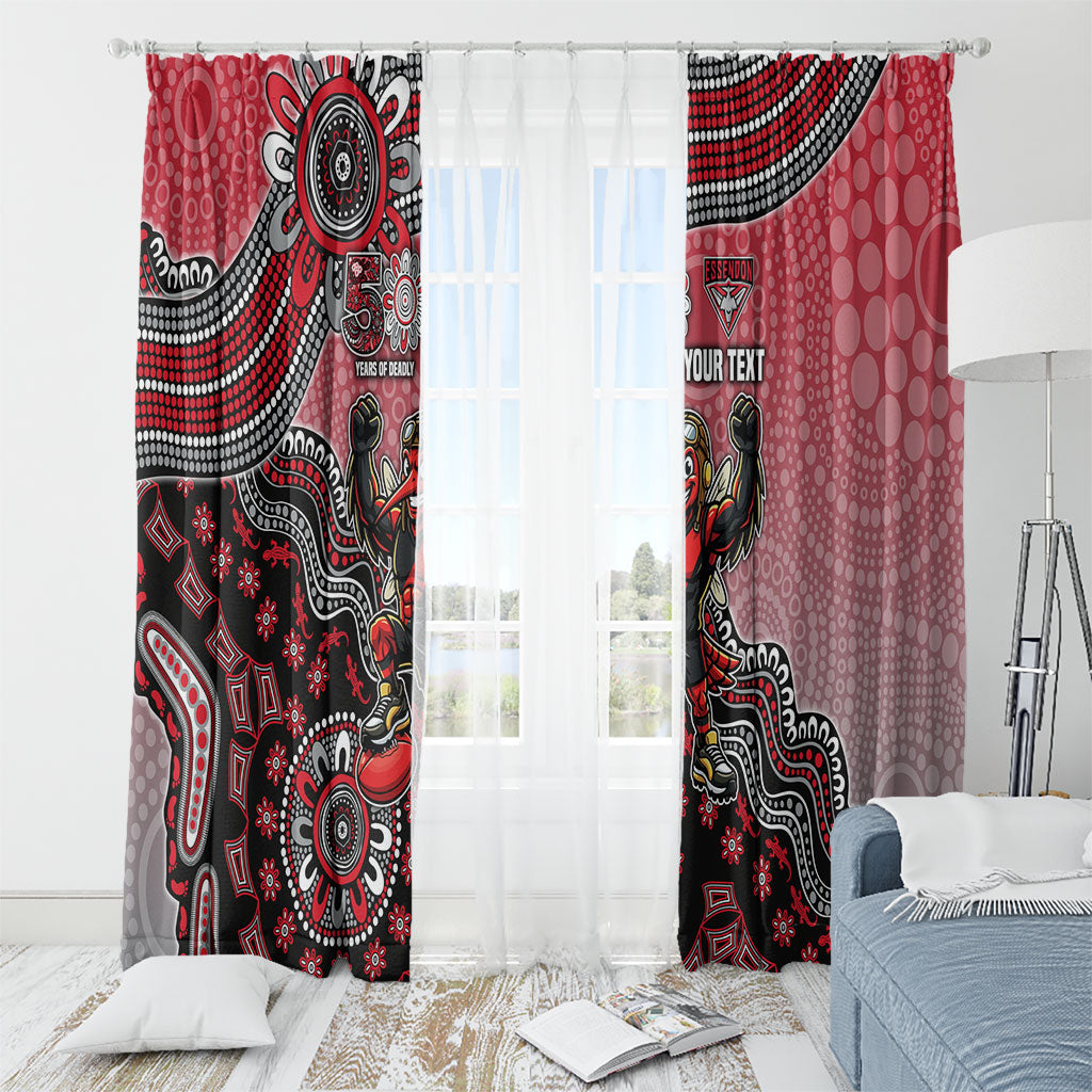 Personalized Essendon Bombers Mascot Window Curtain Aboriginal Dot Art Style Vibrant Indigenous Pattern Design