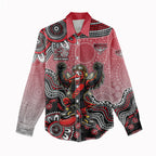 Personalized Essendon Bombers Mascot Women Casual Shirt Aboriginal Dot Art Style Vibrant Indigenous Pattern Design