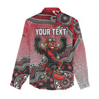 Personalized Essendon Bombers Mascot Women Casual Shirt Aboriginal Dot Art Style Vibrant Indigenous Pattern Design