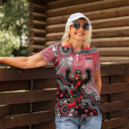 Personalized Essendon Bombers Mascot Women Polo Shirt Aboriginal Dot Art Style Vibrant Indigenous Pattern Design