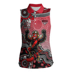 Personalized Essendon Bombers Mascot Women Sleeveless Polo Shirt Aboriginal Dot Art Style Vibrant Indigenous Pattern Design