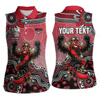 Personalized Essendon Bombers Mascot Women Sleeveless Polo Shirt Aboriginal Dot Art Style Vibrant Indigenous Pattern Design