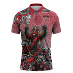 Personalized Essendon Bombers Mascot Zipper Polo Shirt Aboriginal Dot Art Style Vibrant Indigenous Pattern Design