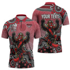 Personalized Essendon Bombers Mascot Zipper Polo Shirt Aboriginal Dot Art Style Vibrant Indigenous Pattern Design