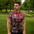 Personalized Essendon Bombers Mascot Zipper Polo Shirt Aboriginal Dot Art Style Vibrant Indigenous Pattern Design