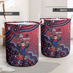 Personalized Melbourne Demons Football Mascot Laundry Basket Aboriginal Dot Art Style Vibrant Indigenous Pattern Design