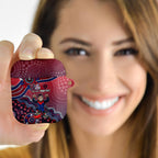 Personalized Melbourne Demons Football Mascot AirPods Case Aboriginal Dot Art Style Vibrant Indigenous Pattern Design