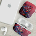 Personalized Melbourne Demons Football Mascot AirPods Case Aboriginal Dot Art Style Vibrant Indigenous Pattern Design