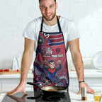Personalized Melbourne Demons Football Mascot Apron Aboriginal Dot Art Style Vibrant Indigenous Pattern Design