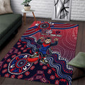 Personalized Melbourne Demons Football Mascot Area Rug Aboriginal Dot Art Style Vibrant Indigenous Pattern Design