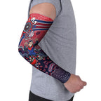 Personalized Melbourne Demons Football Mascot Arm Sleeves Aboriginal Dot Art Style Vibrant Indigenous Pattern Design