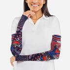 Personalized Melbourne Demons Football Mascot Arm Sleeves Aboriginal Dot Art Style Vibrant Indigenous Pattern Design