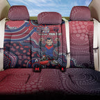 Personalized Melbourne Demons Football Mascot Back Car Seat Cover Aboriginal Dot Art Style Vibrant Indigenous Pattern Design