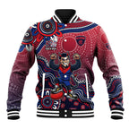 Personalized Melbourne Demons Football Mascot Baseball Jacket Aboriginal Dot Art Style Vibrant Indigenous Pattern Design