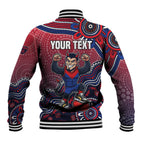 Personalized Melbourne Demons Football Mascot Baseball Jacket Aboriginal Dot Art Style Vibrant Indigenous Pattern Design
