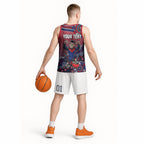 Personalized Melbourne Demons Football Mascot Basketball Jersey Aboriginal Dot Art Style Vibrant Indigenous Pattern Design