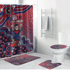 Personalized Melbourne Demons Football Mascot Bathroom Set Aboriginal Dot Art Style Vibrant Indigenous Pattern Design