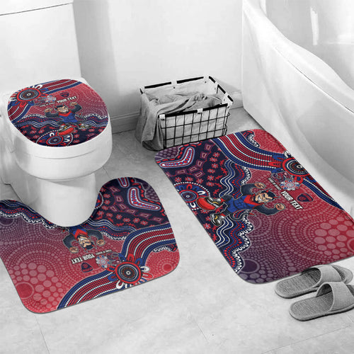Personalized Melbourne Demons Football Mascot Bathroom Set Aboriginal Dot Art Style Vibrant Indigenous Pattern Design