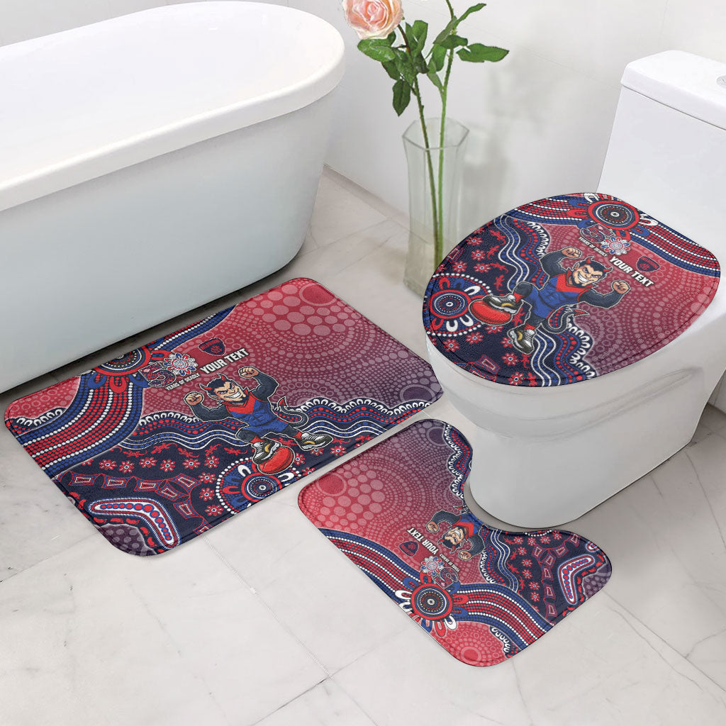 Personalized Melbourne Demons Football Mascot Bathroom Set Aboriginal Dot Art Style Vibrant Indigenous Pattern Design