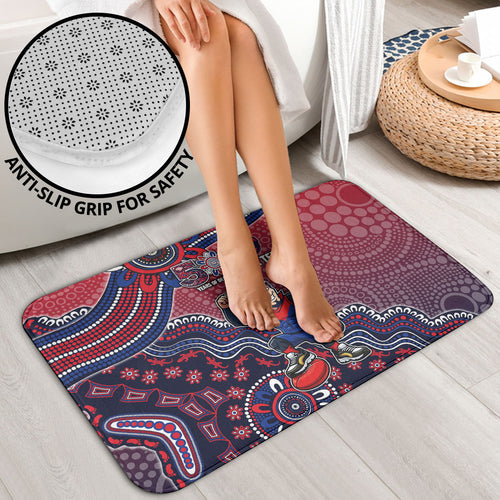 Personalized Melbourne Demons Football Mascot Bathroom Set Aboriginal Dot Art Style Vibrant Indigenous Pattern Design