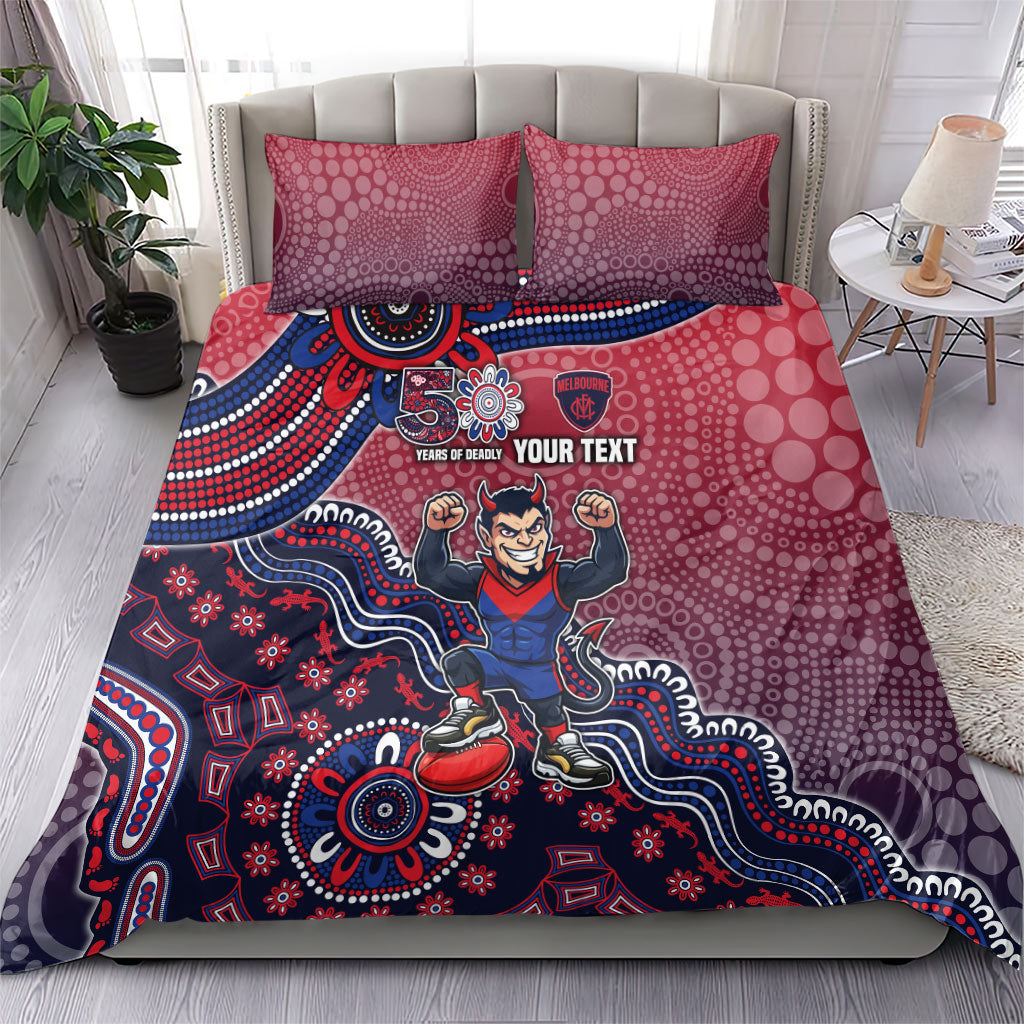 Personalized Melbourne Demons Football Mascot Bedding Set Aboriginal Dot Art Style Vibrant Indigenous Pattern Design