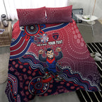Personalized Melbourne Demons Football Mascot Bedding Set Aboriginal Dot Art Style Vibrant Indigenous Pattern Design
