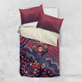 Personalized Melbourne Demons Football Mascot Bedding Set Aboriginal Dot Art Style Vibrant Indigenous Pattern Design